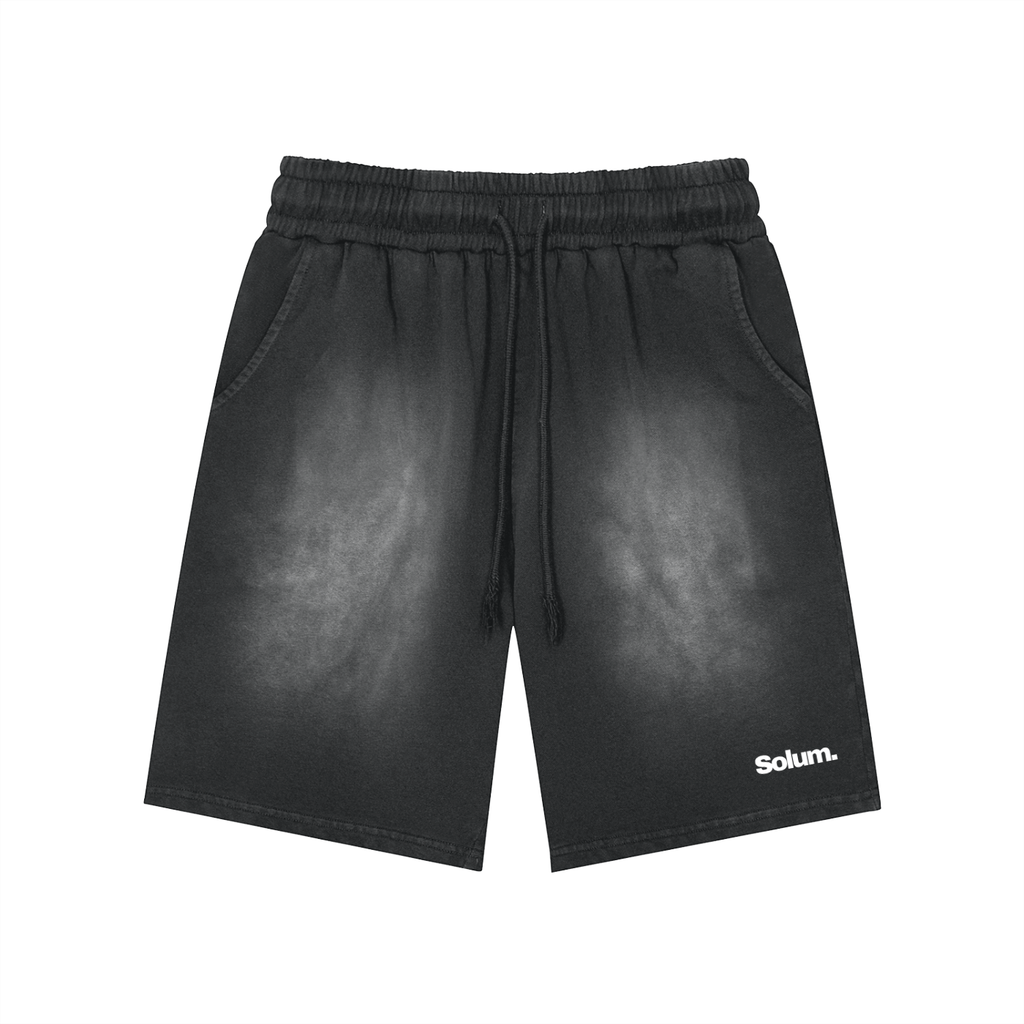 Rectangle Patch Monkey Washed Shorts