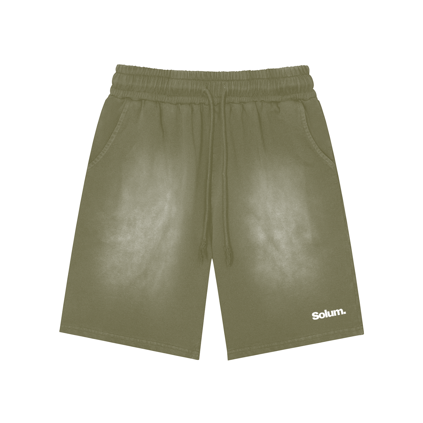 Rectangle Patch Monkey Washed Shorts