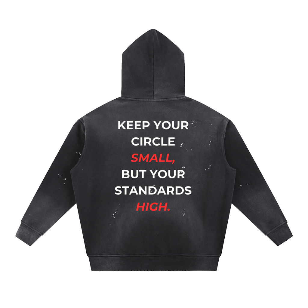 Vintage Washed Frayed Fleece Hoodie