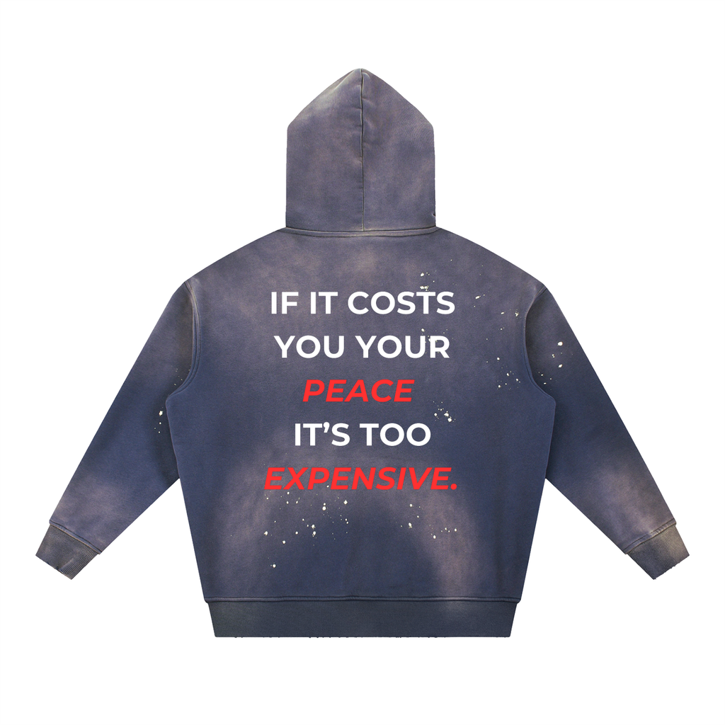 Vintage Washed Frayed Fleece Hoodie
