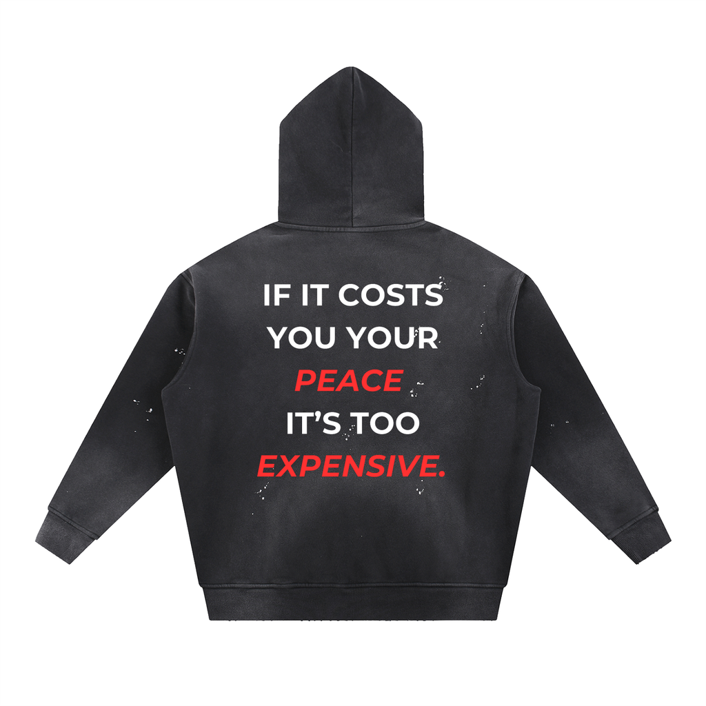 Vintage Washed Frayed Fleece Hoodie