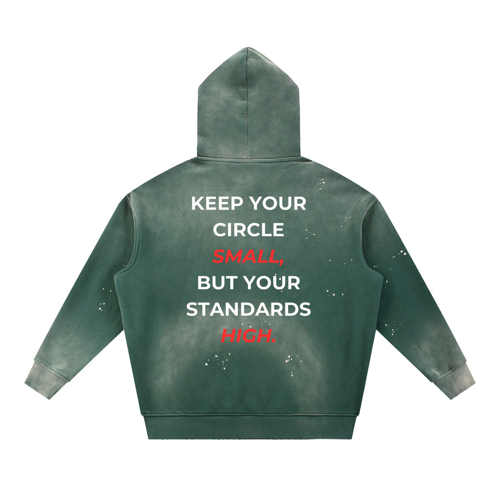 Vintage Washed Frayed Fleece Hoodie
