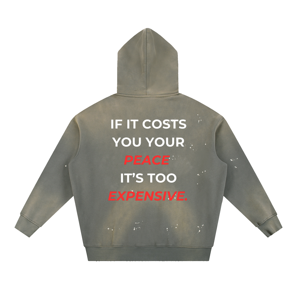Vintage Washed Frayed Fleece Hoodie