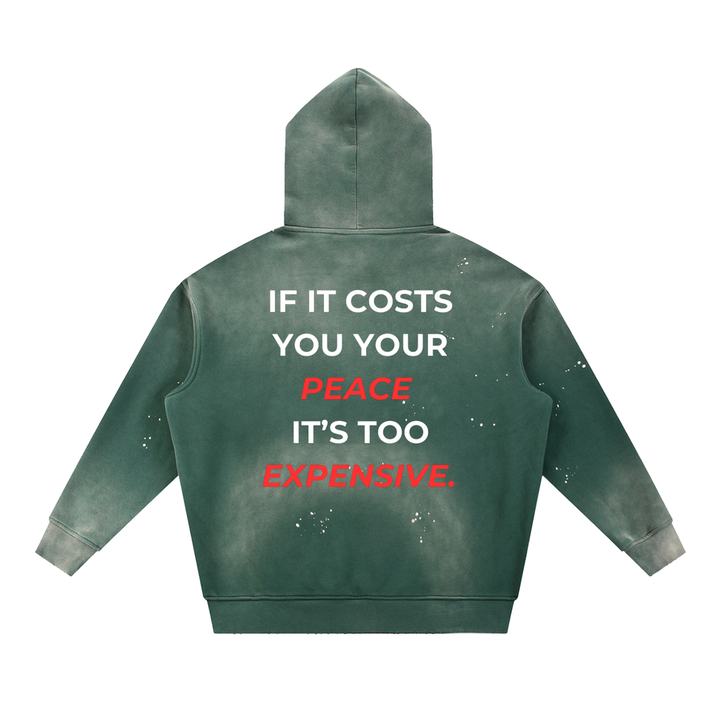 Vintage Washed Frayed Fleece Hoodie