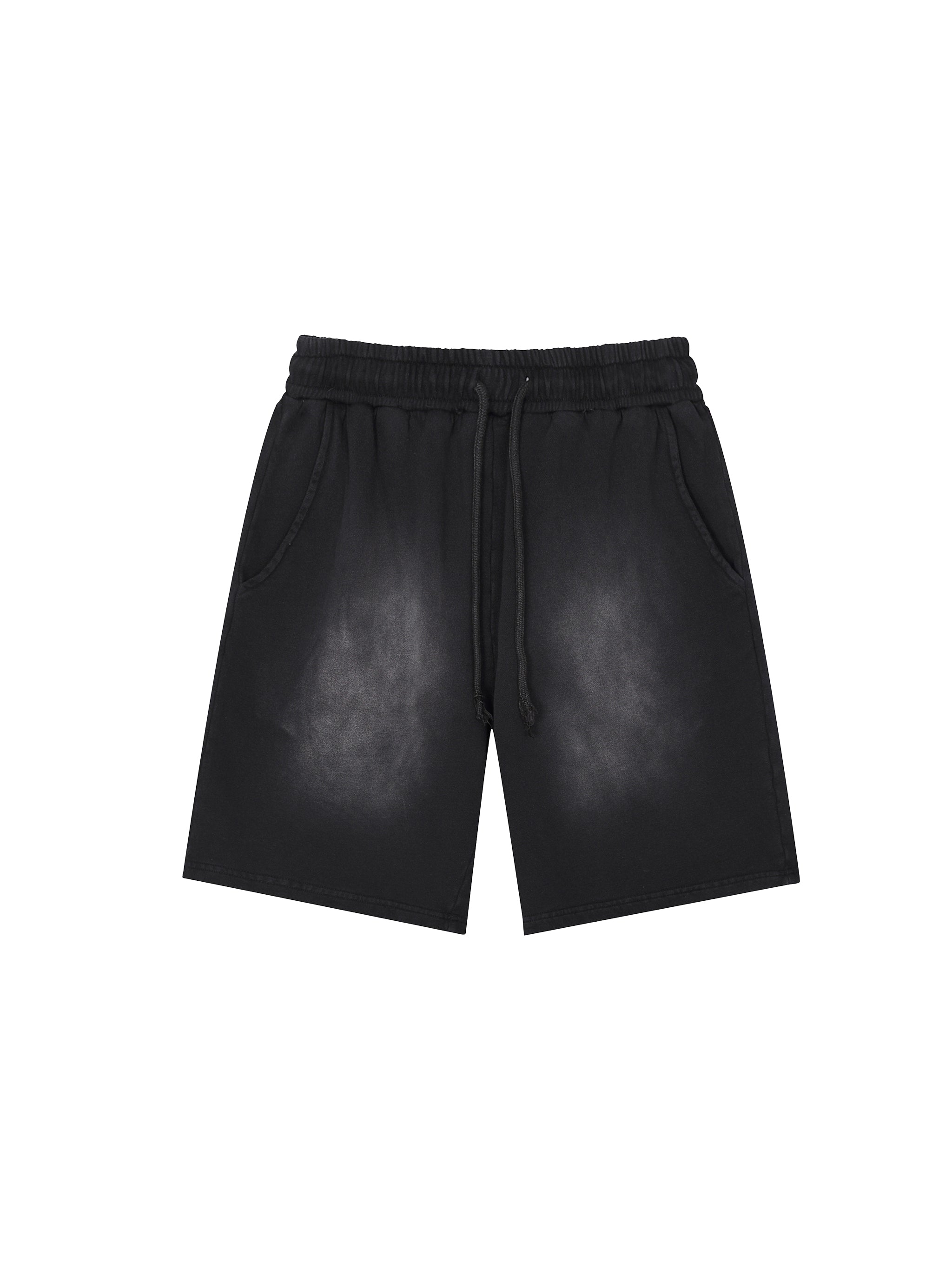 Rectangle Patch Monkey Washed Shorts